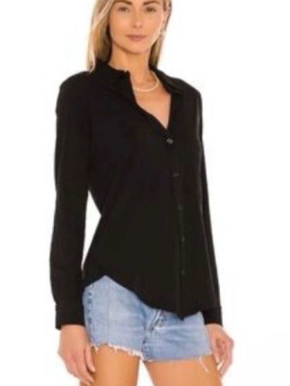 bobi Los Angeles Black Lightweight Jersey Button Down Shirt M NWT